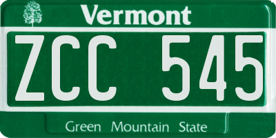 VT license plate ZCC545