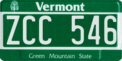VT license plate ZCC546