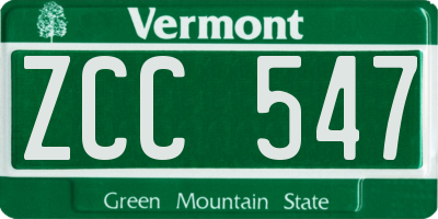 VT license plate ZCC547