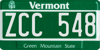 VT license plate ZCC548