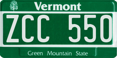 VT license plate ZCC550