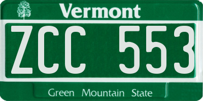 VT license plate ZCC553
