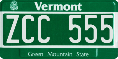 VT license plate ZCC555