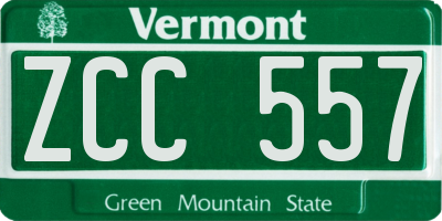 VT license plate ZCC557