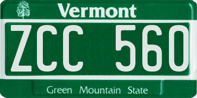 VT license plate ZCC560