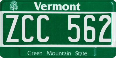 VT license plate ZCC562