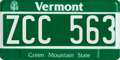 VT license plate ZCC563