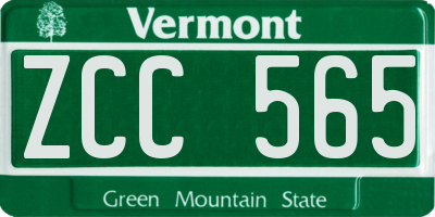 VT license plate ZCC565