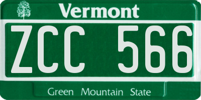 VT license plate ZCC566