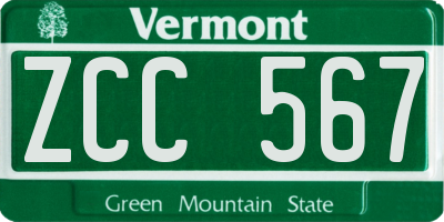 VT license plate ZCC567