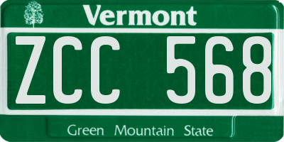VT license plate ZCC568