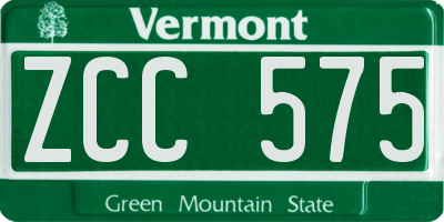 VT license plate ZCC575