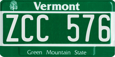 VT license plate ZCC576