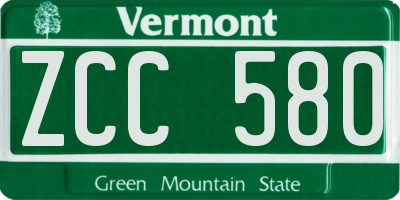 VT license plate ZCC580