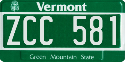 VT license plate ZCC581