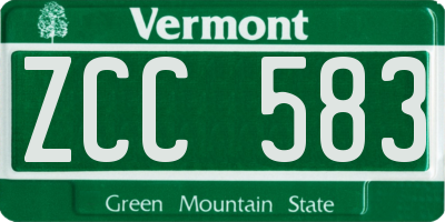 VT license plate ZCC583
