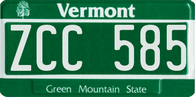 VT license plate ZCC585