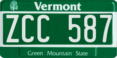 VT license plate ZCC587