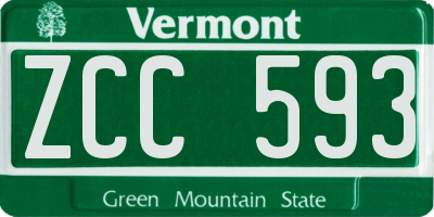 VT license plate ZCC593