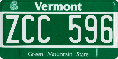 VT license plate ZCC596