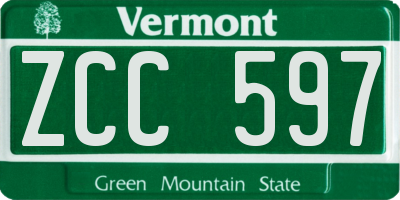 VT license plate ZCC597