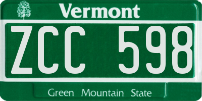 VT license plate ZCC598