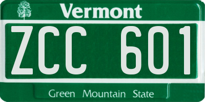 VT license plate ZCC601