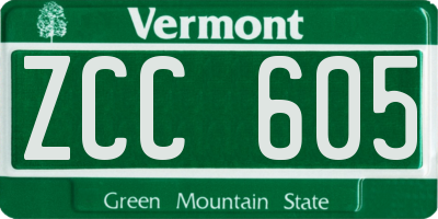 VT license plate ZCC605