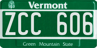 VT license plate ZCC606