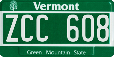 VT license plate ZCC608