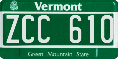 VT license plate ZCC610
