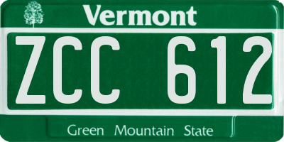 VT license plate ZCC612
