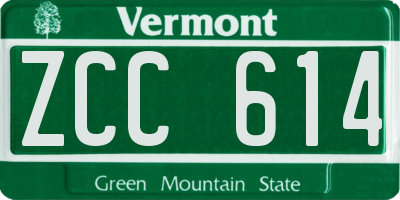 VT license plate ZCC614