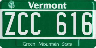 VT license plate ZCC616