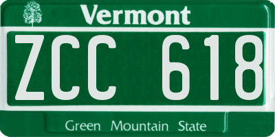 VT license plate ZCC618