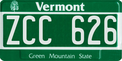 VT license plate ZCC626