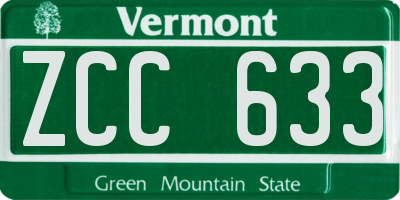 VT license plate ZCC633