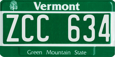 VT license plate ZCC634
