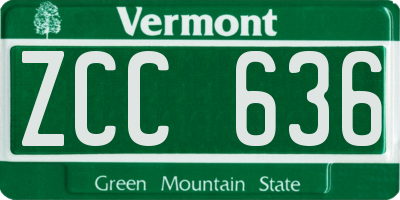 VT license plate ZCC636