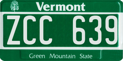 VT license plate ZCC639