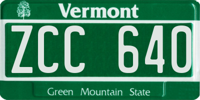 VT license plate ZCC640