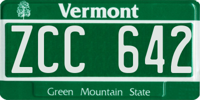 VT license plate ZCC642