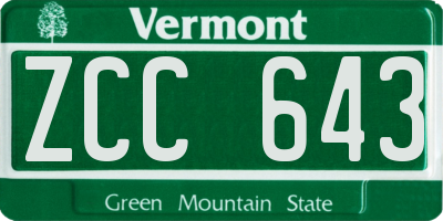 VT license plate ZCC643