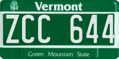 VT license plate ZCC644