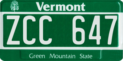 VT license plate ZCC647