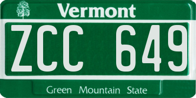 VT license plate ZCC649