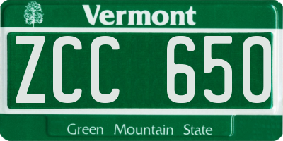 VT license plate ZCC650