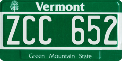 VT license plate ZCC652