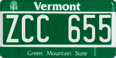 VT license plate ZCC655