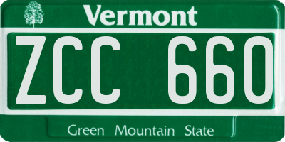 VT license plate ZCC660